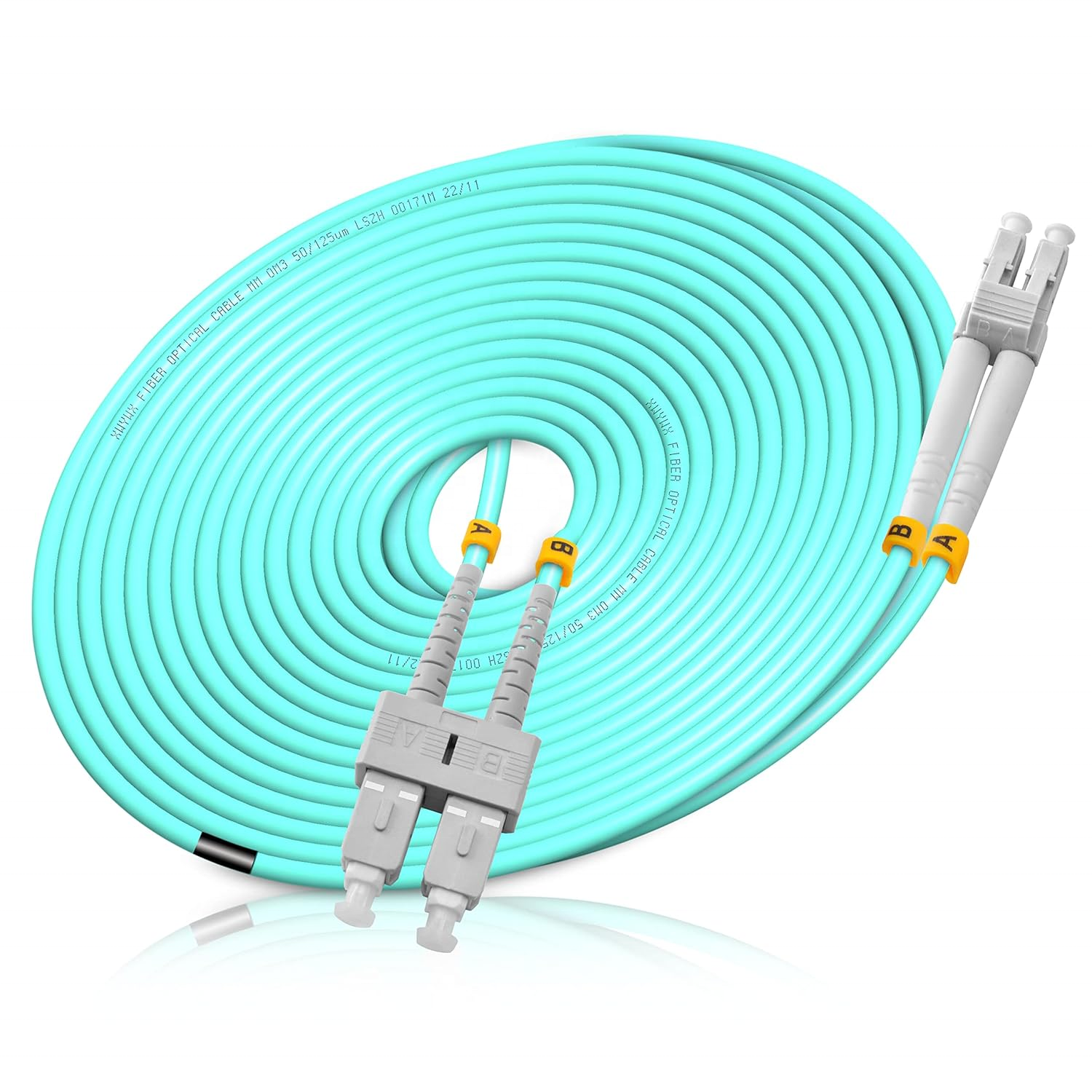 OM3 Duplex SC UPC TO LC UPC Aqua Blue LSZH MM Fiber Optic Patch Cord Cable For Telecommunication 3G 4G WIFI Solution